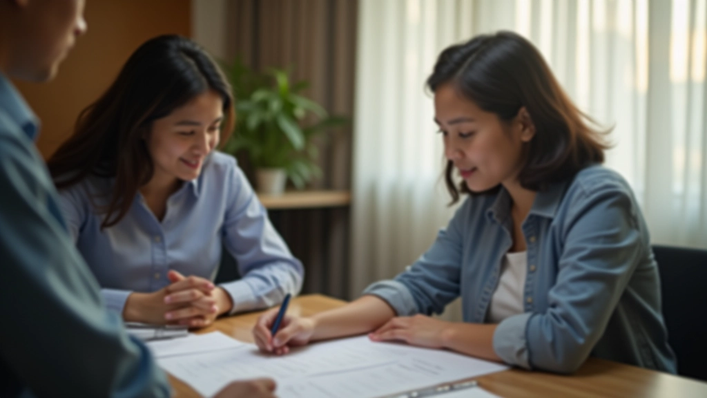 People reviewing insurance documents and financial planning