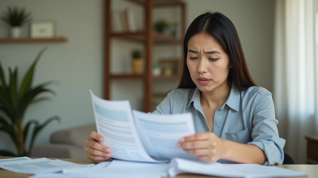 Woman looking at medical bills and financial statements showing the costs of critical illness